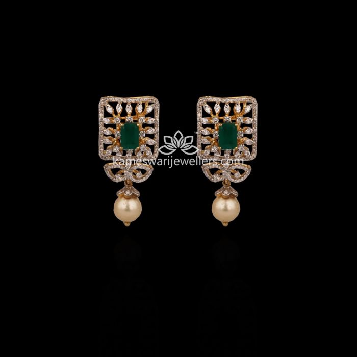 Buy Earrings Online | Swirl Diamond Earrings from Indeevari